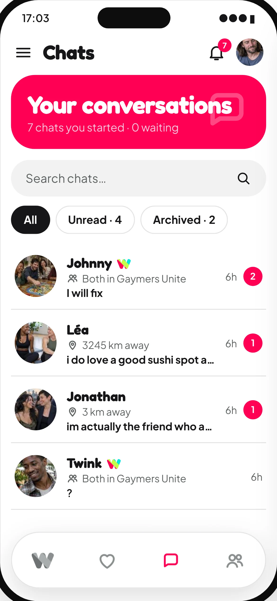 Waimz Chats: your conversations with people you started chatting with